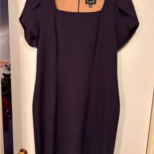 Garnet Hill Square-Neck Midi Dress in Deep Plum